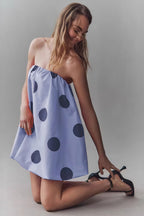 Polka Dot Print Tube Top Mini Dress