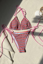 Striped Toweling Two Piece Swim Set