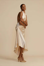Elegant Satin Slit Backless Party Dress