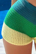 Rainbow Ombre Knit Boho Beach Shorts