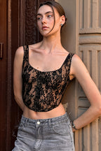 Sheer Lace Trim Cami Top