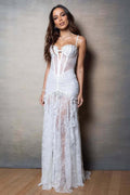 Bandeau Off Shoulder Lace Slim Long Reception Dress