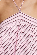 Striped Halter Backless Mini Dress