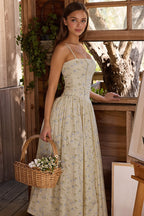 Vintage Floral Cami Slim Fit Maxi Dress