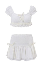 Elegant Puff Sleeve Crop Slim Skirt Set