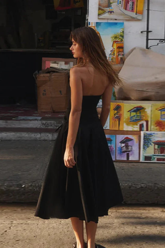 Autumn Bowknot Strapless Slim Fit Party Dress