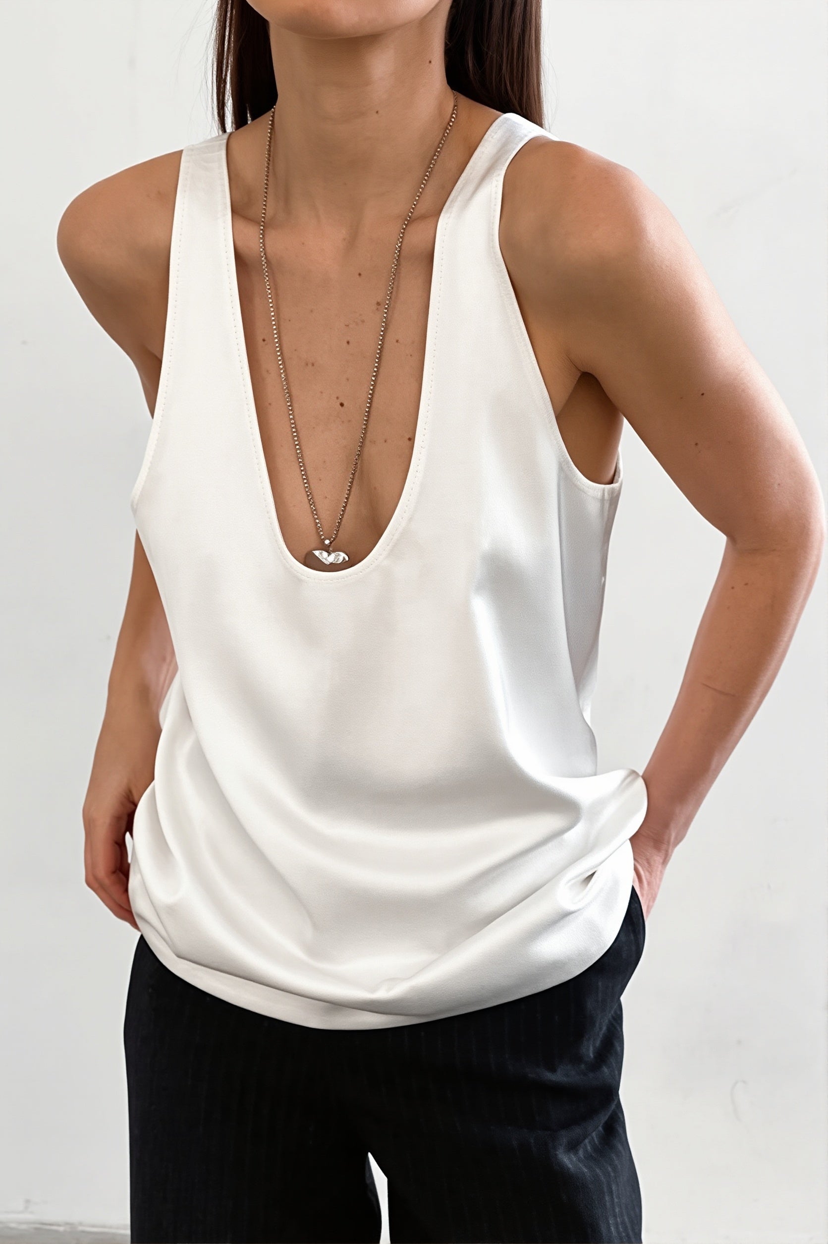Ice Silk Deep V Layering Cami Top