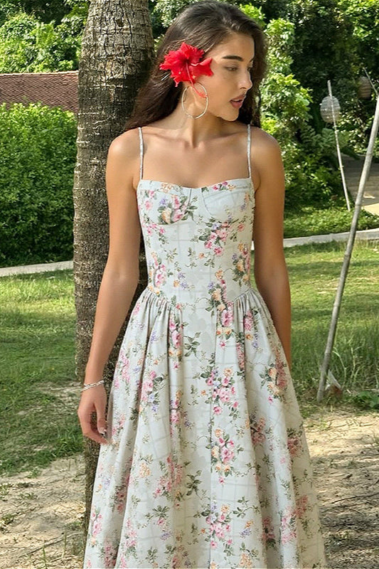Cami Waist Slim Versatile Floral Dress
