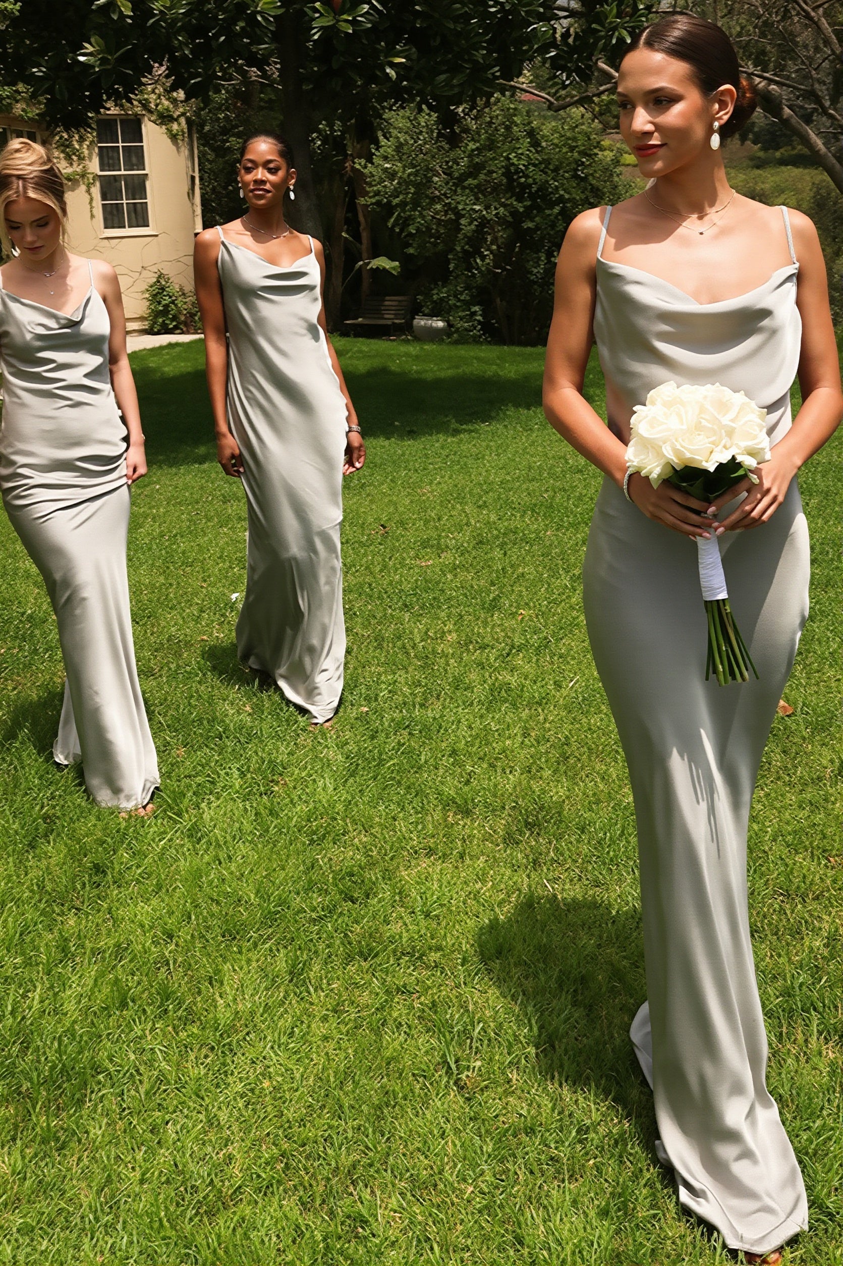3D Flower Cami Open Back Maxi Dress