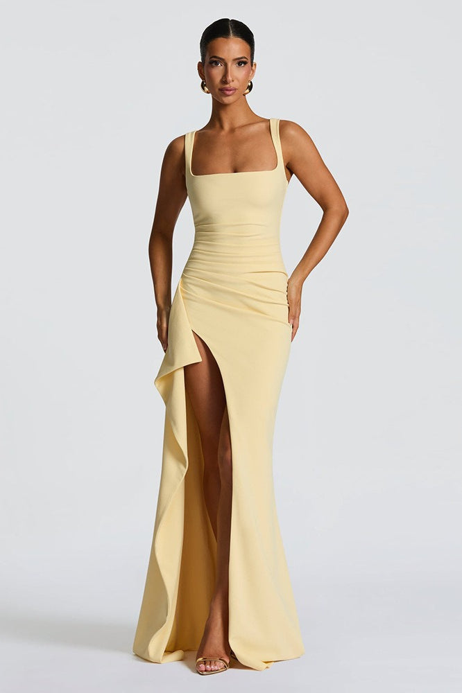 Spaghetti Strap High Slit Maxi Party Dress