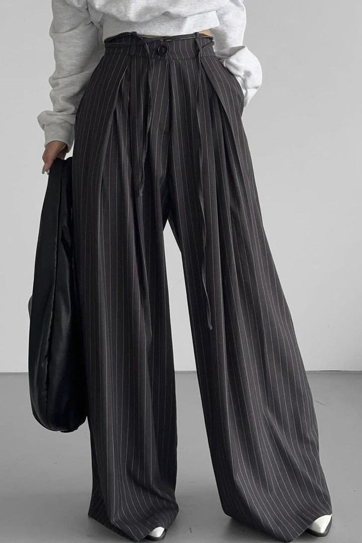 Stripe High Waist Wide Leg Pants