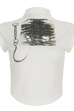Graffiti Printed Cropped Slim T-Shirt