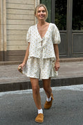 Cotton Print Short Sleeve Skirt Set