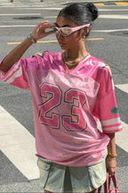 Loose Street Print Color Block Sporty T-Shirt