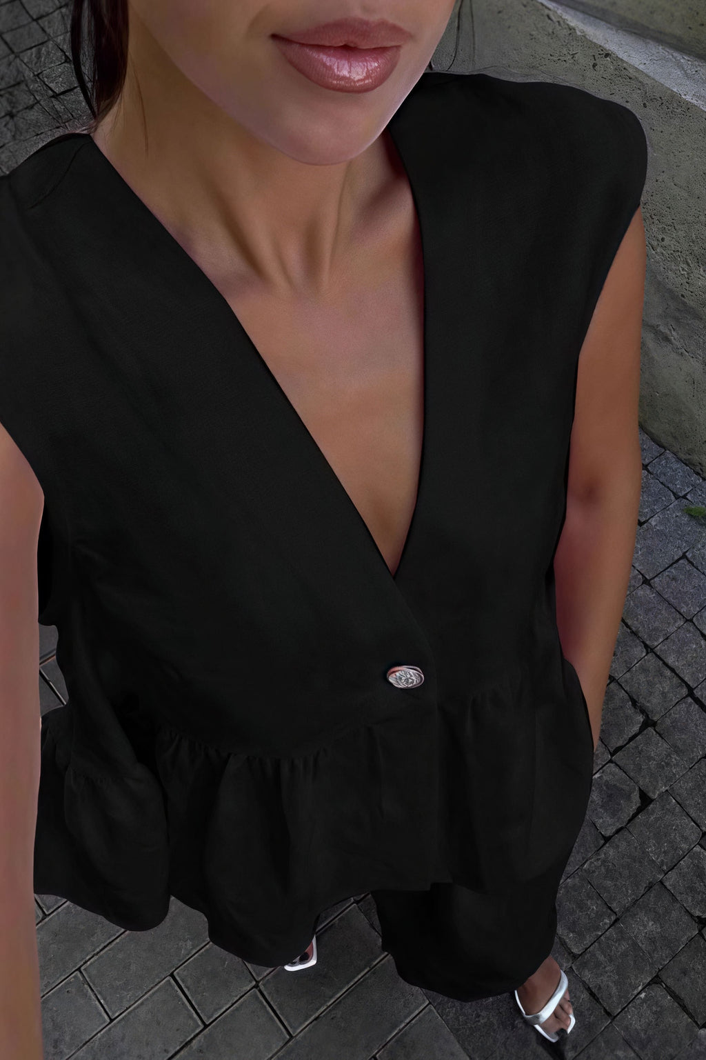 Cotton V-Neck Vest & Pants Set