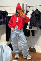 Retro Embroidered Ripped Wide Leg Jeans