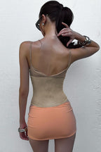 Deep V Mesh Bone Cami Top
