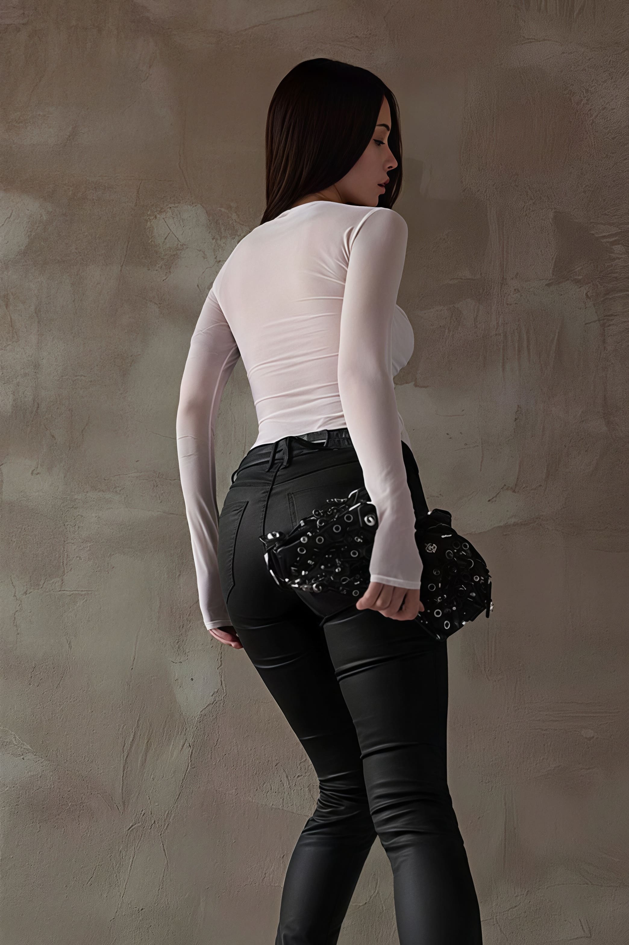 Trendy Print Slim Crew Neck Blouse