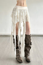 Color Block Drape Tie Asymmetric Skirt