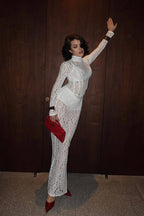 Lace Cutout Sheath Reception Dress