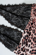 Leopard Deep V Lace Patch Halter Top