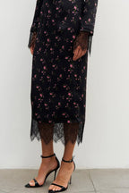 Slim Floral Print Long Sleeve Skirt Set