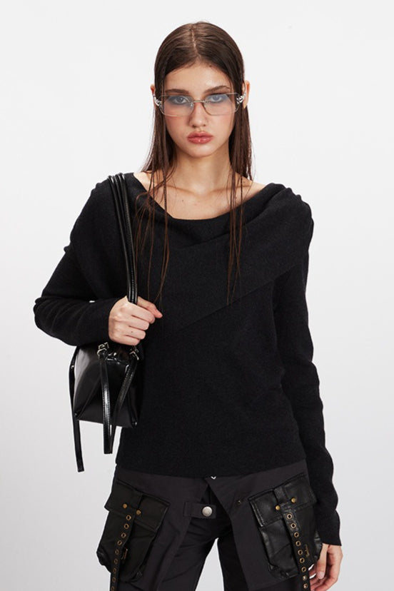 Cowl Neck Fitted Knit Top