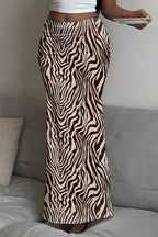 Low Rise Printed Maxi Skirt