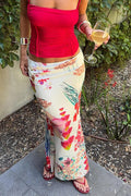 High Waist Floral Print Pencil Skirt
