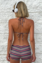 Casual Stripe Short Bottom Bikini Set
