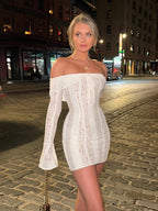 Lace Off-Shoulder Bodycon Mini Party Dress