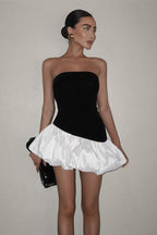 Fall Elegant Strapless Peplum Mini Party Dress