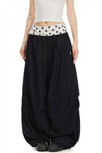 Splice Polka Dot Fold Waist Pants