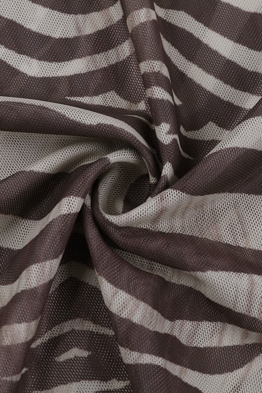 Mesh Zebra Print Sheer Blouse