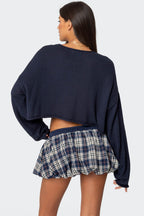 Y2K Plaid Faux Button Skirt With Built-In Shorts