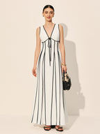 Contrast Trim Dress With Pockets