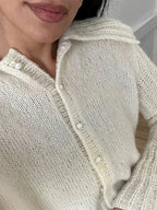 Lapel Pearl Single-Breasted Cardigan