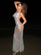 Sparkling Sequin Backless Maxi Deep Party Dress