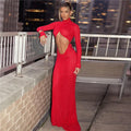 Elegant Cut Out Maxi Dress Party Club Long Sleeve Ruched