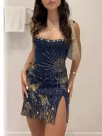 Print Sequin Party Dress
