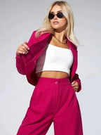 Spring Slim Wide Leg Pants Office Two Piece Set