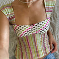 Plaid Stripes Square Crop Top