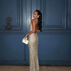 Rhinestone Backless Party Dress