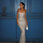 Rhinestone Backless Party Dress
