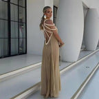 Bohemia Holiday Dress Elegant Solid Casual Loose Long Dresses Summer Party