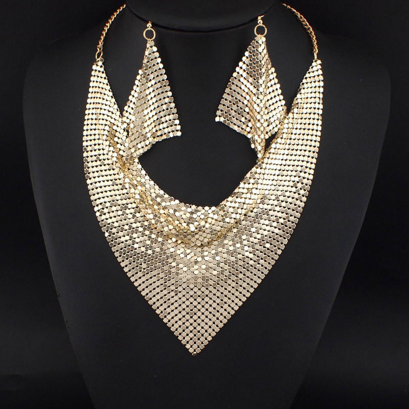 Leopard Print Sequin Triangle Scarf Necklace