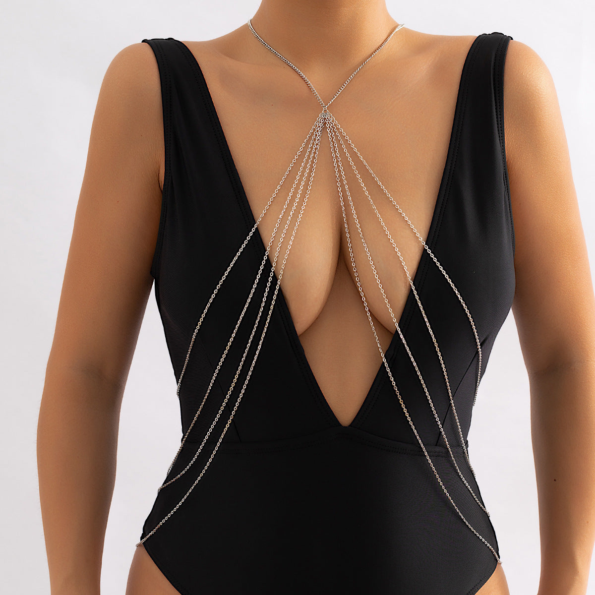 Minimalist Multi Layer Tassel Chest Body Chain