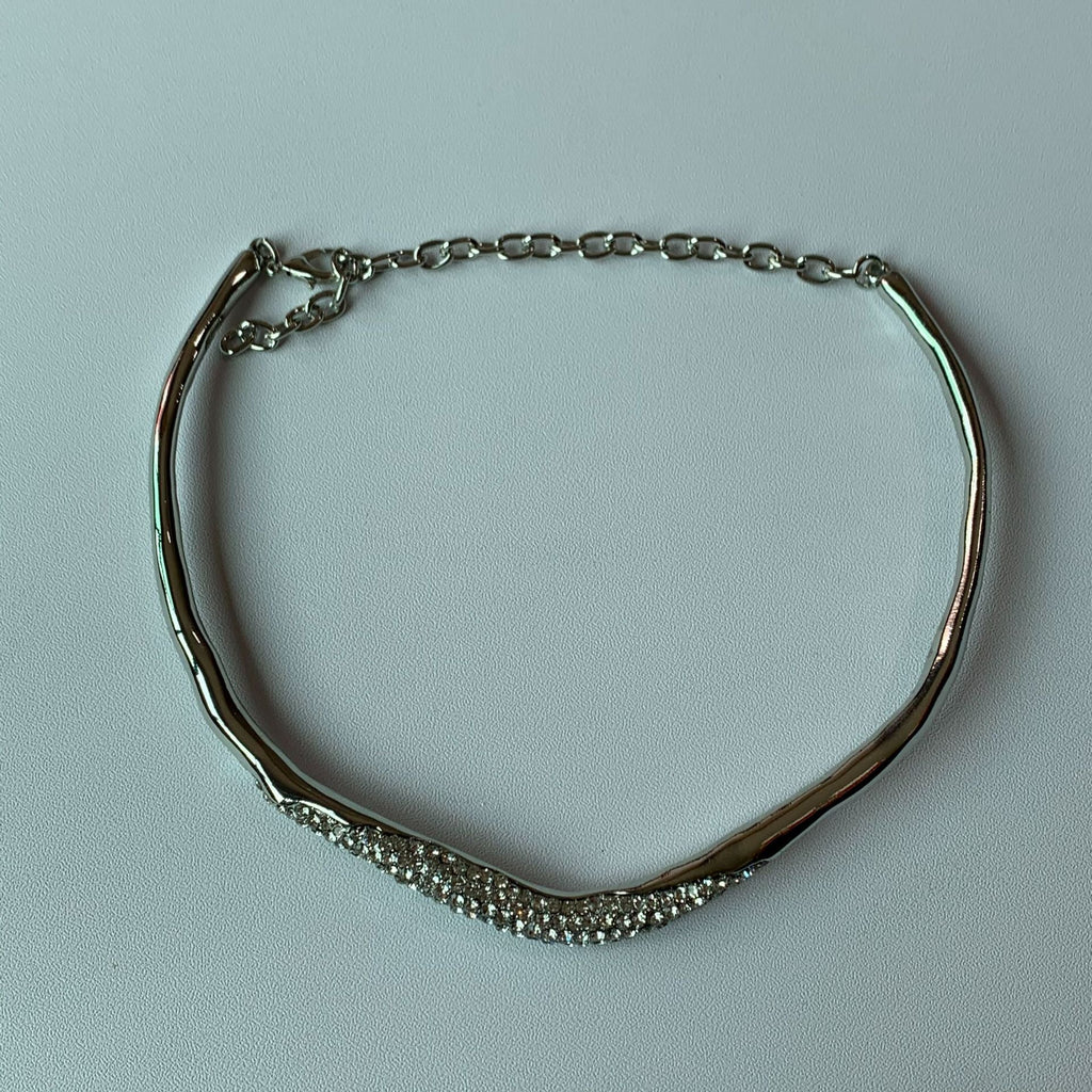 Minimal Metal Irregular Lava Rhinestone Necklace