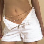 Faux Pearl Waist Chain Retro Multi Layer Geometric Body