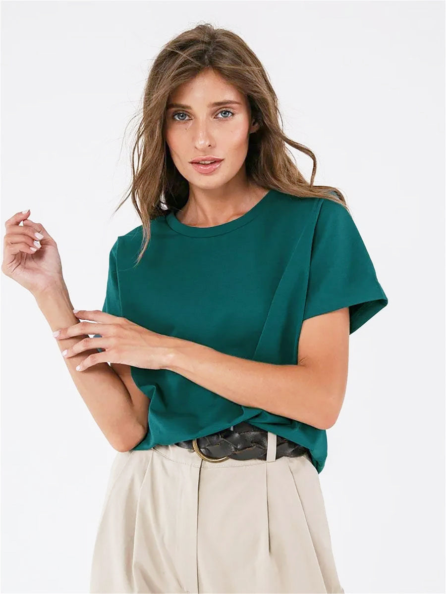 Minimalist Casual Solid Crew Neck T-Shirt